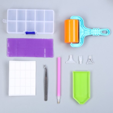 A set of tools for diamond mosaics, with an organizer-2