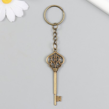Metal keychain "Key - openwork" bronze 2.2x6.9 cm-2