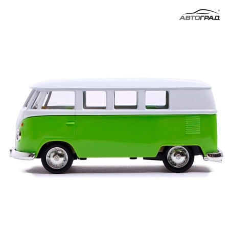 Metal Metal Volkswagen Transporter T1, 1:32, doors, inertia, green color open-5
