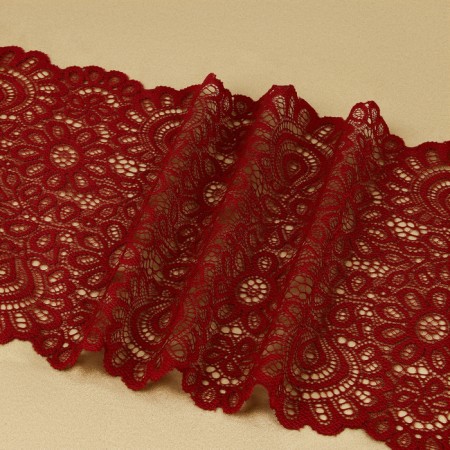 Lace elastic fabric, 190 mm × 2.7 ± 0.5 m, burgundy color-2