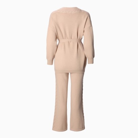 Women's costume (cardigan/trousers), beige color, size 42-46 (One size)-9