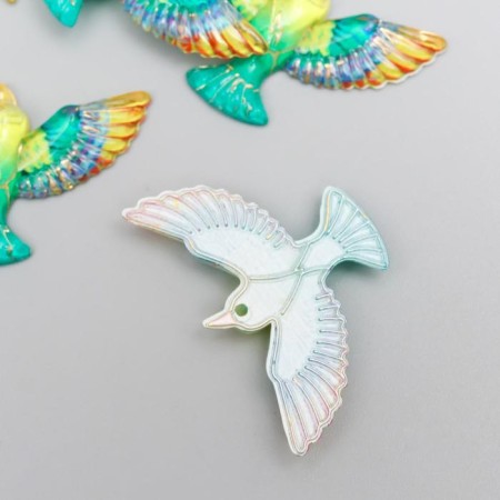 Decor for creativity Plastic "Bird green-yellow with gold" 2.3x3.5x0.4 cm-1