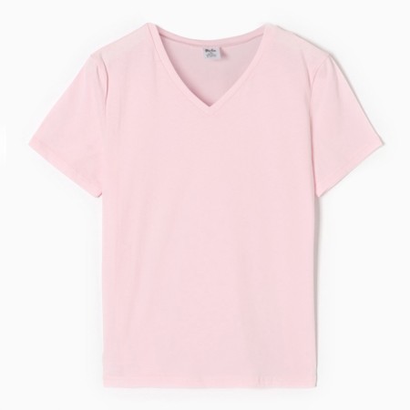 T-shirt female V-shaped neckline, pink color, size 44