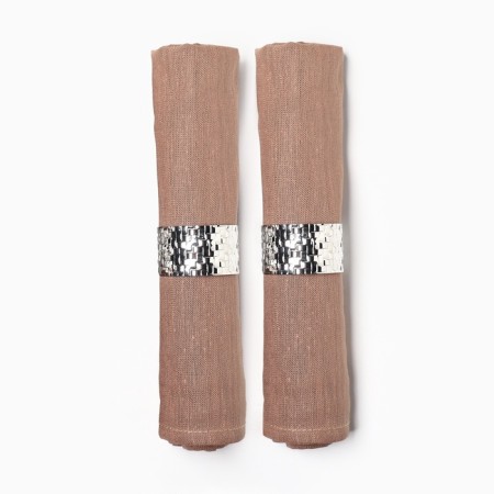 A set of napkins with a decorative. Rings Ethel Sand 40x40 cm - 2 pcs, 100% flax-2