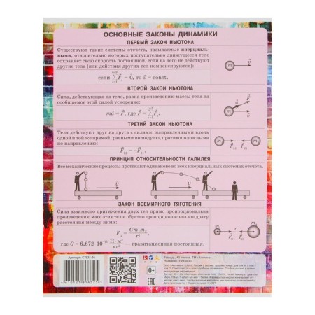 A notebook "Brick" 40 sheets in the cell "Physics", paper cover, block No. 2-2