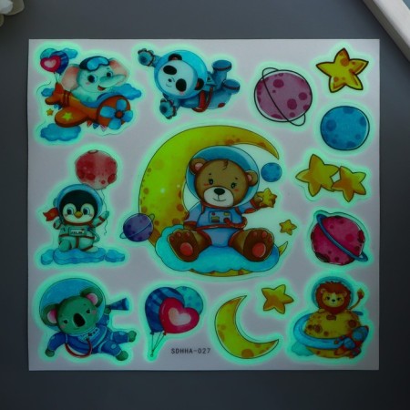 Plastic sticker interior phosphorus "Space Adventures" 20x20.5 cm-2