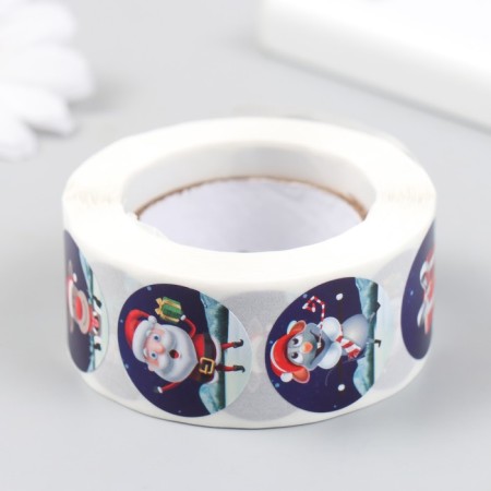 Stick Paper "New Year in the snow forest" d = 2.5 cm 500 pcs in a roll 3x6.5x6.5 cm-2