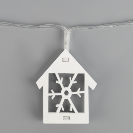 Garland “thread” 2 m with nozzles “house”, ip20, transparent thread, 10 LED, warm white glow, AAH2-2