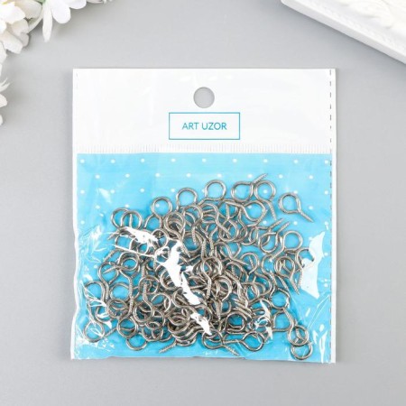 Screw-eye screw for fastening paintings, silver photographs (set 100 pcs) 1.8x0.9 cm-2