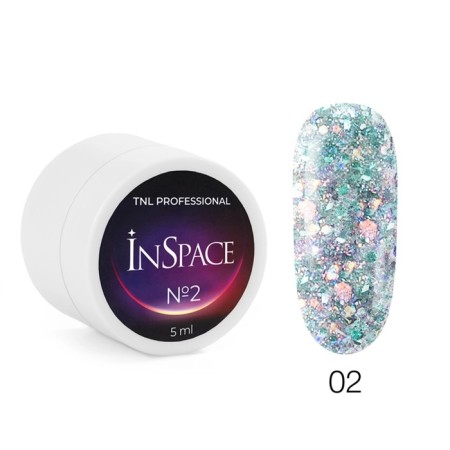 TNL Professional Inspace nail design gel, reflective, with a holographic glitter, No. 02 holographic