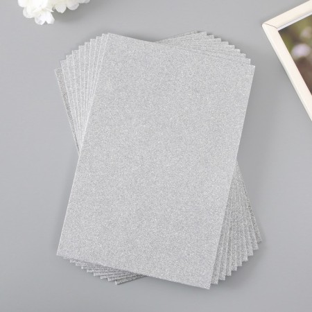 Foamiran glitter 2 mm, 20x30 cm, silver-1