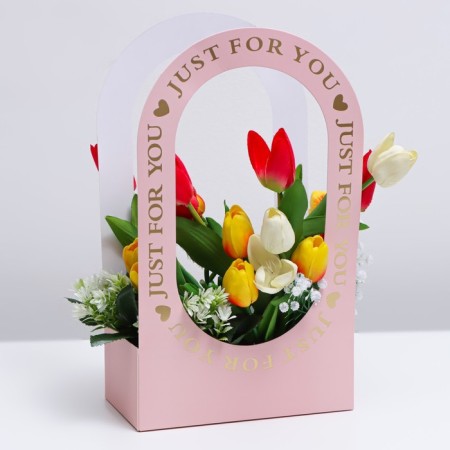 Box-Obel for flowers "for you" 22 × 12 × 38 cm, pink