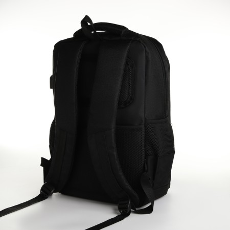 Youth backpack, 2 lightning departments, 4 pockets, with USB, black color-3