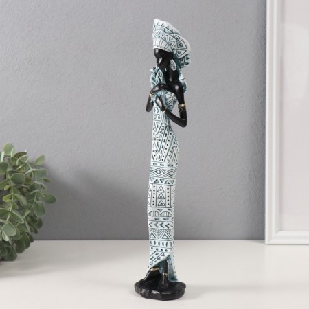 Polystone souvenir "African in gel, with a bouquet" Geometric patterns, blue 7.5x6.5x33.5 cm 103234-3