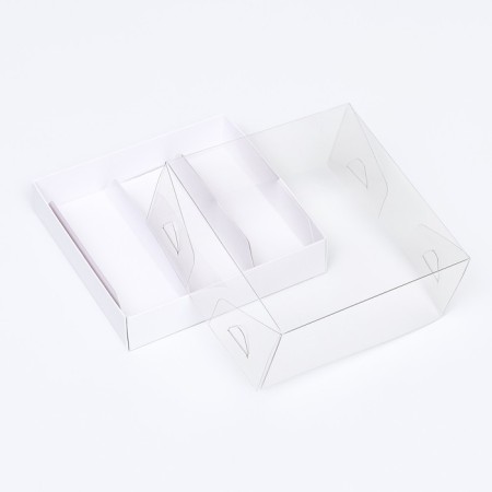 Packaging with a transparent lid for 3 eclairs, white 13.5 x 13.5 x 6 cm-3