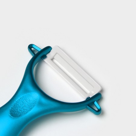 Kitchen kit on the stand “bend”, 5 items: 4 knife, 7.5 cm, 10 cm, 13 cm, 15 cm, vegetable facial, blue color-6