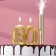 Candle in the cake jubilee "Face + Fountain", number 60, gold metallic, 6.5 cm