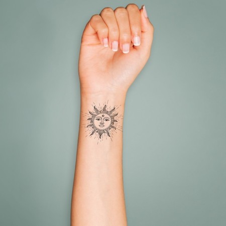 Tattoo on the body Black "Esoteric. The Sun" 6x6 cm-2