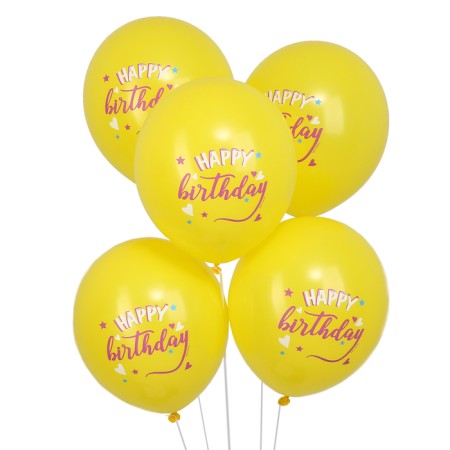 Shar Latex 12 "Happy Birthday, yellow, set 25 pcs.-1