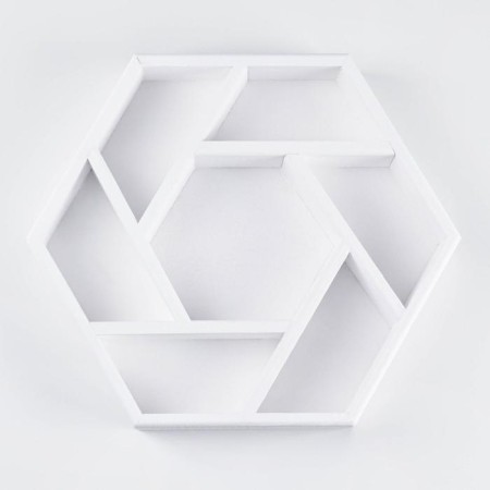 Wooden box "hexagon" with partitions 28x24.5x5 cm, white color-2