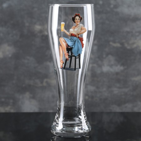 Стакан пивной Pin-up Beer, стеклянный, 500 мл, рисунок микс-3