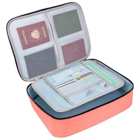 Organizer for storing documents, 37x27x10 cm, coral