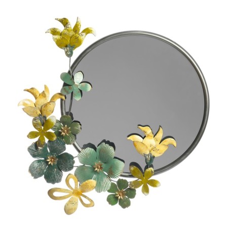 Wall metal decor with a mirror "Flower extravaganza" 67.9x64.8x5.7 cm-1