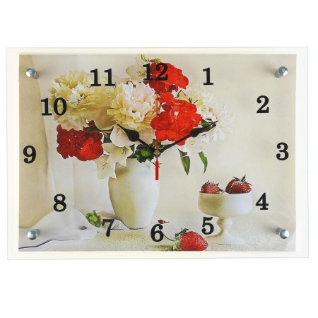Carty clock is wall-mounted, interior "flowers in a vase", silent, 25 x 35 cm