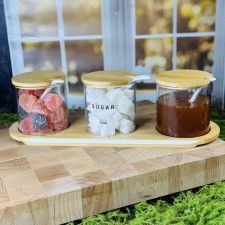 Lenardi spices set, with spoons, on a stand, 3 items