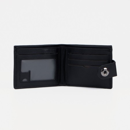 Male purse for magnet, department for bills, for maps, for coins, black color-2