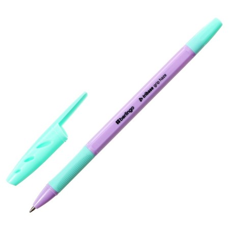 Ballpoint handle Berlingo "Tribase Grip Haze", 0.7 mm, flu, blue, mix-3