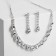 Set 2 objects: earrings, necklace “leafopad” drops, white color in silver, 45cm
