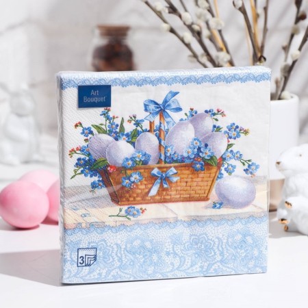Easter napkins paper art bouquet "Easter basket", 3 layers, 33x33 cm, 20 pcs