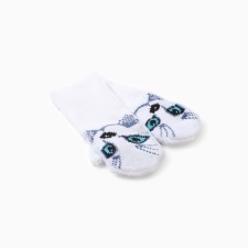Double female mittens, white color, river 18
