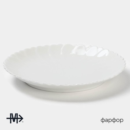 Porcelain dining porcelain Magistro "Flower", D = 19 cm, white color-1