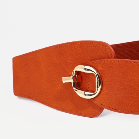 Women's belt, width 6-10 cm, elastic band, metal buckle, redhead red-1
