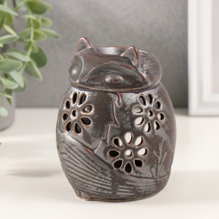 Ceramics candlestick per 1 candle "fox" brown 7.5x7.5x11 cm-3