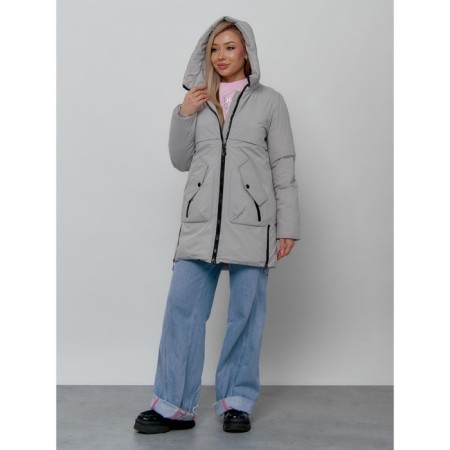 Women's winter jacket, size 42, light gray color-5