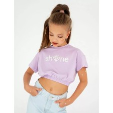 Top for a girl on an elastic band, height 128 cm, lilac color
