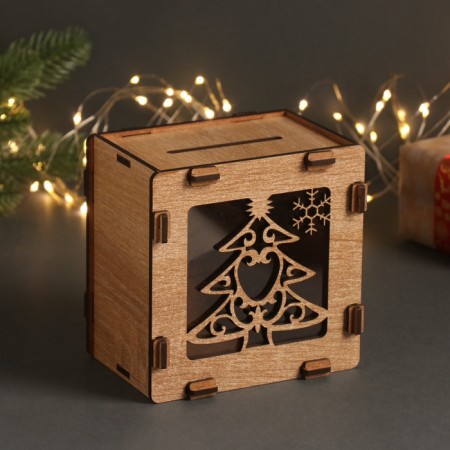 New Year's piggy bank "Christmas tree" 12x12x9 cm