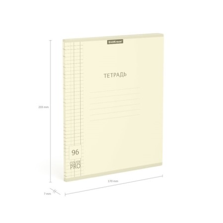 Notebook 96 sheets Erichkrause Coverpro Pastel Classic, Plastic Cover, OFSET BOLK, 100%Whiteness, Yellow-3