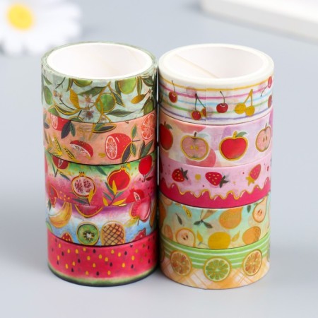 Adhesive tape paper "Fruit freshness" Nr 10 pcs width-1.5cm dl.-3m 4.3x8.2x8 cm