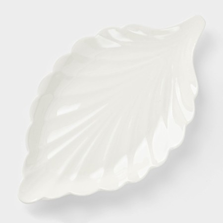 Ceramic "Leaf" dish, 25.5 × 14.5 cm, white color-1