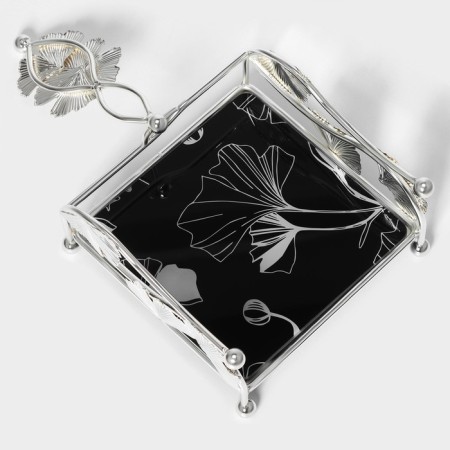 Napkin "flowers", 15 × 15 × 8.5, silver metal color-3