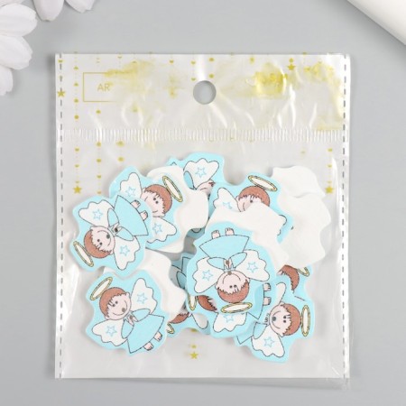 Buttons wood for creativity 2 punctures "angel in blue" set of 15 pcs 2.8x3.1 cm-3