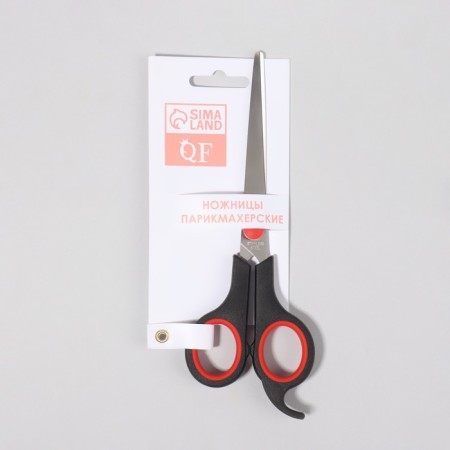 Hairdressers with emphasis, blade - 7.5 cm, black/red color-5