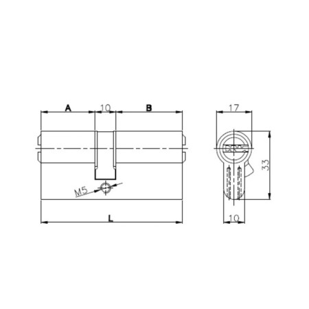 Kale 164 SN/80, 30x10x40 mm cylinder mechanism, 5 keys, nickel color-1