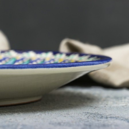 Plate of the Rishtan ceramics "Flowers", 27 cm, blue-3