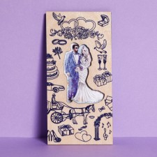 An envelope for money with a wooden element 