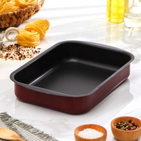 The baking sheet "Expert", 34 × 24 × 6 cm, anti -stick coating, burgundy color